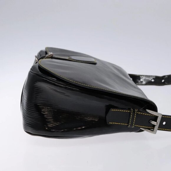 PRADA Shoulder Bag Enamel Black Silver Auth - Picture 5 of 15
